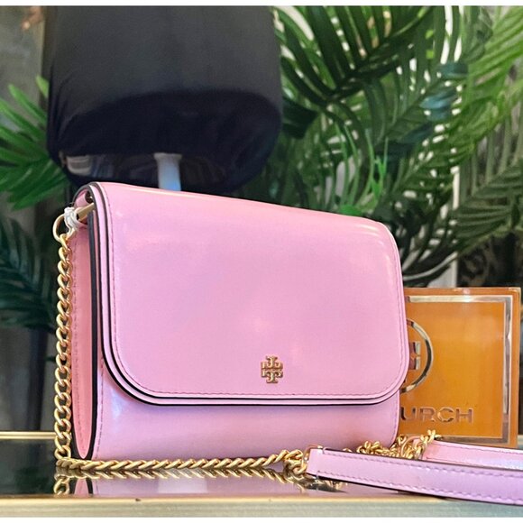 TORY BURCH PINK PATENT LEATHER EMERSON SHOULDER BAG - Picture 5 of 10